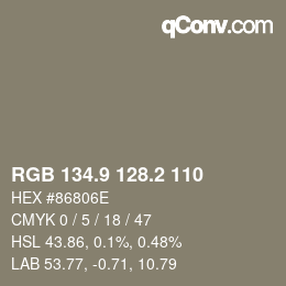 Color code: RGB 134.9 128.2 110 | qconv.com
