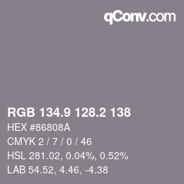Color code: RGB 134.9 128.2 138 | qconv.com