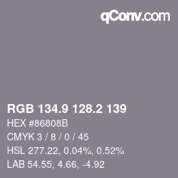 Color code: RGB 134.9 128.2 139 | qconv.com