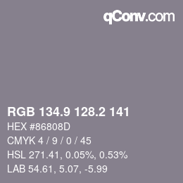 Color code: RGB 134.9 128.2 141 | qconv.com