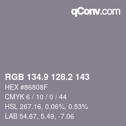 Color code: RGB 134.9 128.2 143 | qconv.com