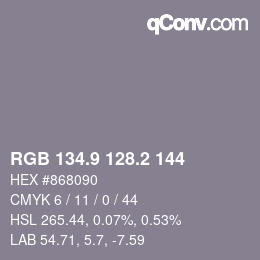 Color code: RGB 134.9 128.2 144 | qconv.com