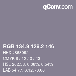 Color code: RGB 134.9 128.2 146 | qconv.com