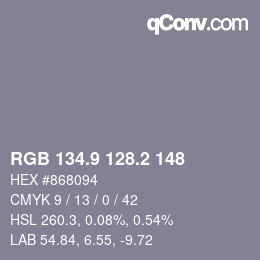 Color code: RGB 134.9 128.2 148 | qconv.com