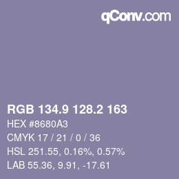 Color code: RGB 134.9 128.2 163 | qconv.com