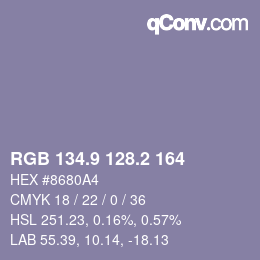 Color code: RGB 134.9 128.2 164 | qconv.com