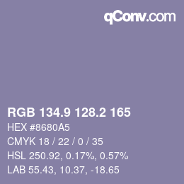 Color code: RGB 134.9 128.2 165 | qconv.com