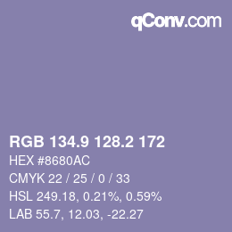 Color code: RGB 134.9 128.2 172 | qconv.com