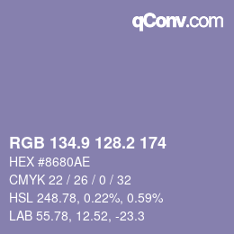 Color code: RGB 134.9 128.2 174 | qconv.com