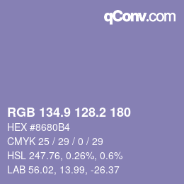 Color code: RGB 134.9 128.2 180 | qconv.com