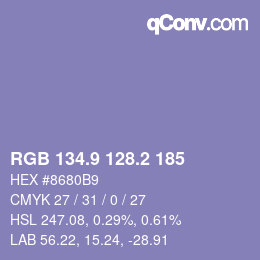 Farbcode: RGB 134.9 128.2 185 | qconv.com