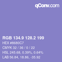 Color code: RGB 134.9 128.2 199 | qconv.com