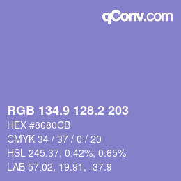 Farbcode: RGB 134.9 128.2 203 | qconv.com