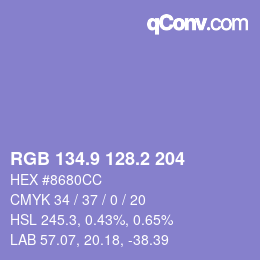 Color code: RGB 134.9 128.2 204 | qconv.com