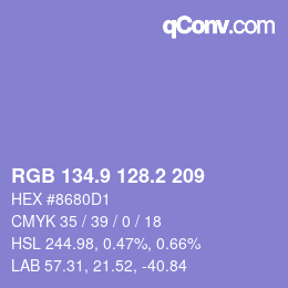 カラーコード: RGB 134.9 128.2 209 | qconv.com