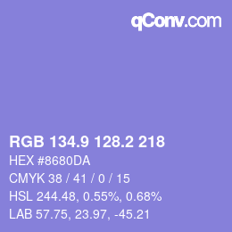 カラーコード: RGB 134.9 128.2 218 | qconv.com