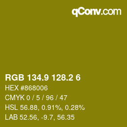 カラーコード: RGB 134.9 128.2 6 | qconv.com