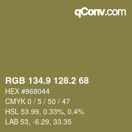 Color code: RGB 134.9 128.2 68 | qconv.com