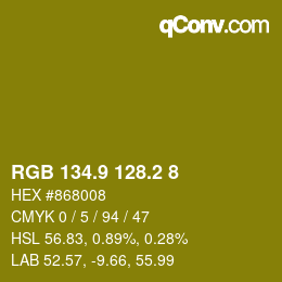 カラーコード: RGB 134.9 128.2 8 | qconv.com