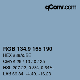 Color code: RGB 134.9 165 190 | qconv.com