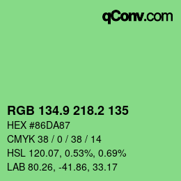 カラーコード: RGB 134.9 218.2 135 | qconv.com