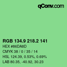 カラーコード: RGB 134.9 218.2 141 | qconv.com