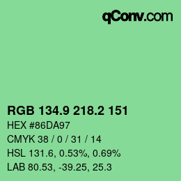 カラーコード: RGB 134.9 218.2 151 | qconv.com