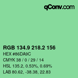 カラーコード: RGB 134.9 218.2 156 | qconv.com