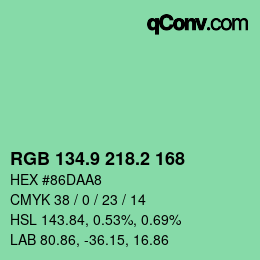 カラーコード: RGB 134.9 218.2 168 | qconv.com