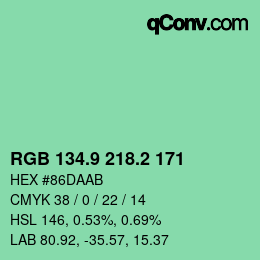 カラーコード: RGB 134.9 218.2 171 | qconv.com