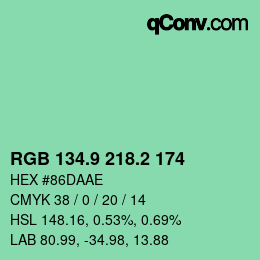 カラーコード: RGB 134.9 218.2 174 | qconv.com