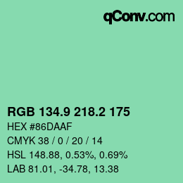 カラーコード: RGB 134.9 218.2 175 | qconv.com