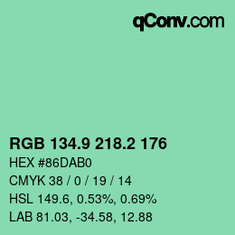 カラーコード: RGB 134.9 218.2 176 | qconv.com