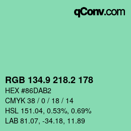 カラーコード: RGB 134.9 218.2 178 | qconv.com