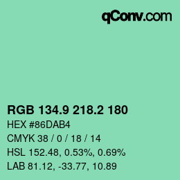 カラーコード: RGB 134.9 218.2 180 | qconv.com