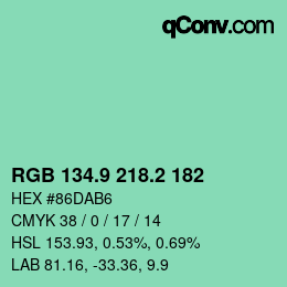 カラーコード: RGB 134.9 218.2 182 | qconv.com
