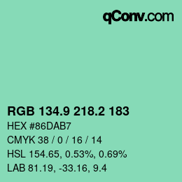 カラーコード: RGB 134.9 218.2 183 | qconv.com