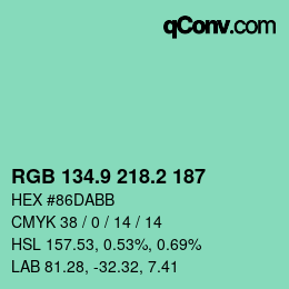 Farbcode: RGB 134.9 218.2 187 | qconv.com