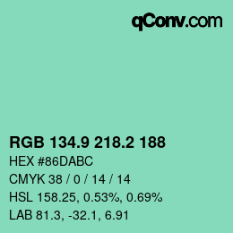 カラーコード: RGB 134.9 218.2 188 | qconv.com