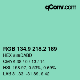 カラーコード: RGB 134.9 218.2 189 | qconv.com