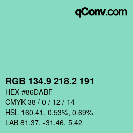 カラーコード: RGB 134.9 218.2 191 | qconv.com