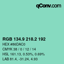 カラーコード: RGB 134.9 218.2 192 | qconv.com