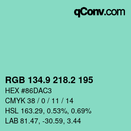 カラーコード: RGB 134.9 218.2 195 | qconv.com