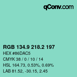 Color code: RGB 134.9 218.2 197 | qconv.com