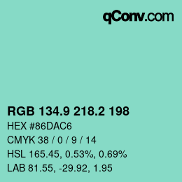 カラーコード: RGB 134.9 218.2 198 | qconv.com