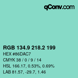 カラーコード: RGB 134.9 218.2 199 | qconv.com