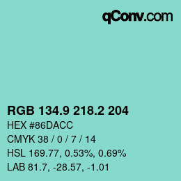 カラーコード: RGB 134.9 218.2 204 | qconv.com