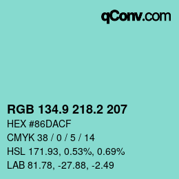 Color code: RGB 134.9 218.2 207 | qconv.com