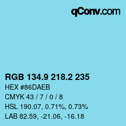 Color code: RGB 134.9 218.2 235 | qconv.com
