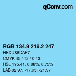 Farbcode: RGB 134.9 218.2 247 | qconv.com